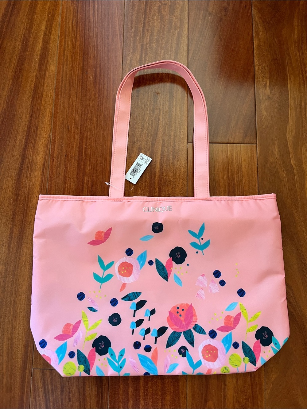 NWT Clinique Pink Floral Print Tote
